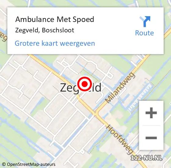 Locatie op kaart van de 112 melding: Ambulance Met Spoed Naar Zegveld, Boschsloot op 1 november 2016 12:55