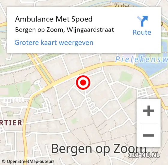 Locatie op kaart van de 112 melding: Ambulance Met Spoed Naar Bergen op Zoom, Wijngaardstraat op 1 november 2016 13:28