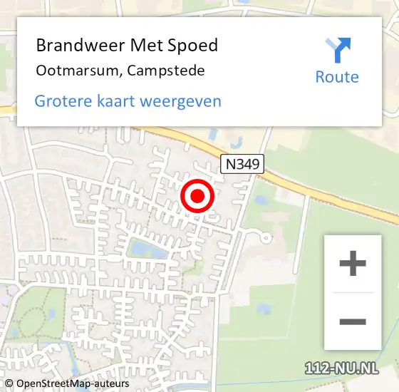 Locatie op kaart van de 112 melding: Brandweer Met Spoed Naar Ootmarsum, Campstede op 1 november 2016 14:42