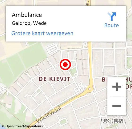 Locatie op kaart van de 112 melding: Ambulance Geldrop, Wede op 1 november 2016 15:22