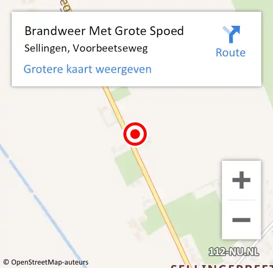 Locatie op kaart van de 112 melding: Brandweer Met Grote Spoed Naar Sellingen, Voorbeetseweg op 1 november 2016 15:33