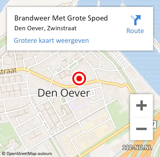 Locatie op kaart van de 112 melding: Brandweer Met Grote Spoed Naar Den Oever, Zwinstraat op 31 december 2013 20:18