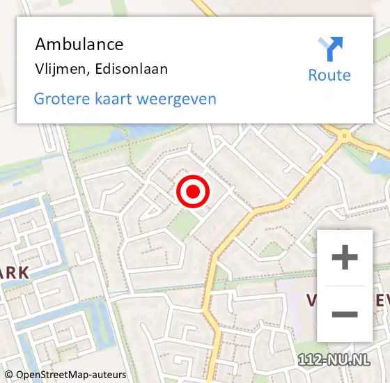 Locatie op kaart van de 112 melding: Ambulance Vlijmen, Edisonlaan op 1 november 2016 16:09