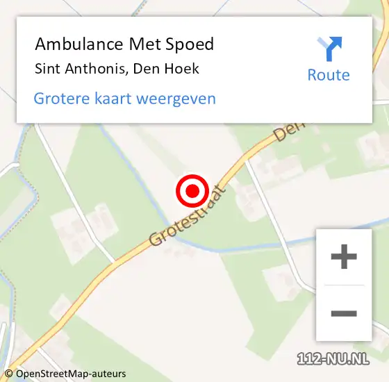 Locatie op kaart van de 112 melding: Ambulance Met Spoed Naar Sint Anthonis, Den Hoek op 1 november 2016 16:20