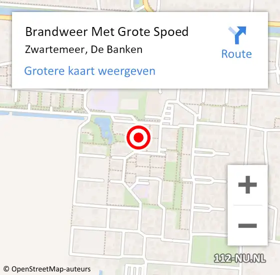 Locatie op kaart van de 112 melding: Brandweer Met Grote Spoed Naar Zwartemeer, De Banken op 1 november 2016 18:21