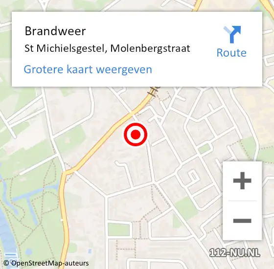 Locatie op kaart van de 112 melding: Brandweer St Michielsgestel, Molenbergstraat op 31 december 2013 20:27