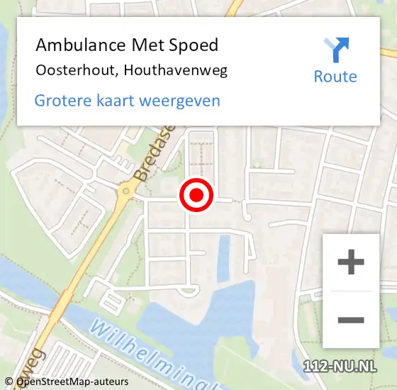 Locatie op kaart van de 112 melding: Ambulance Met Spoed Naar Oosterhout, Houthavenweg op 1 november 2016 18:31