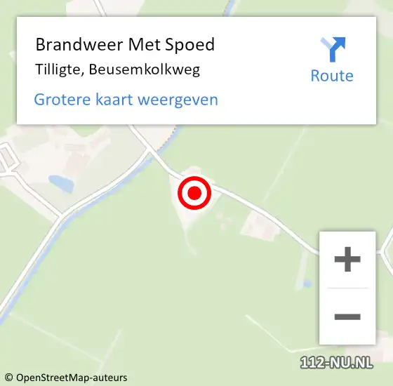 Locatie op kaart van de 112 melding: Brandweer Met Spoed Naar Tilligte, Beusemkolkweg op 1 november 2016 18:39