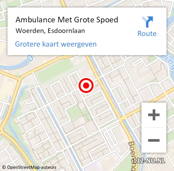 Locatie op kaart van de 112 melding: Ambulance Met Grote Spoed Naar Woerden, Esdoornlaan op 1 november 2016 19:06