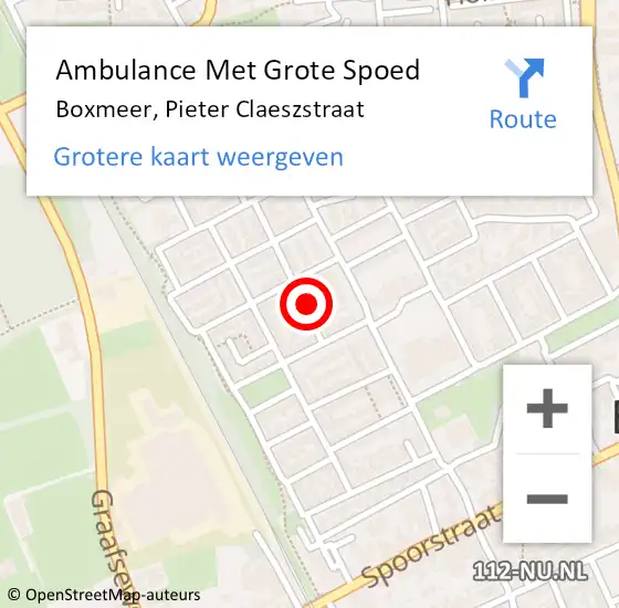 Locatie op kaart van de 112 melding: Ambulance Met Grote Spoed Naar Boxmeer, Pieter Claeszstraat op 1 november 2016 19:28