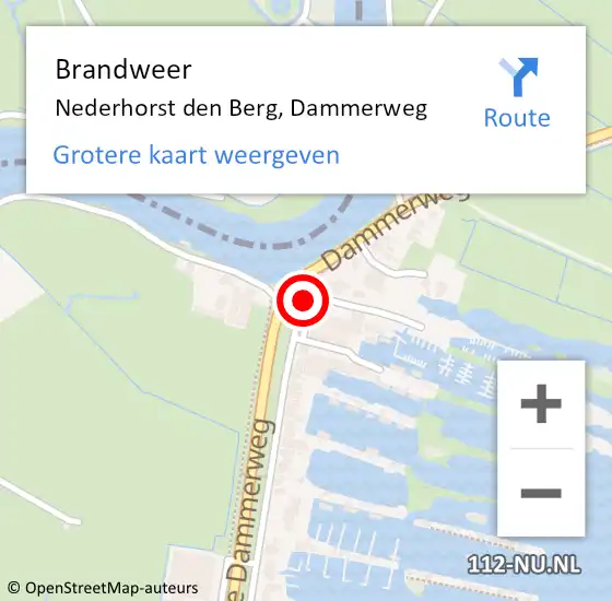 Locatie op kaart van de 112 melding: Brandweer Nederhorst den Berg, Dammerweg op 1 november 2016 20:00