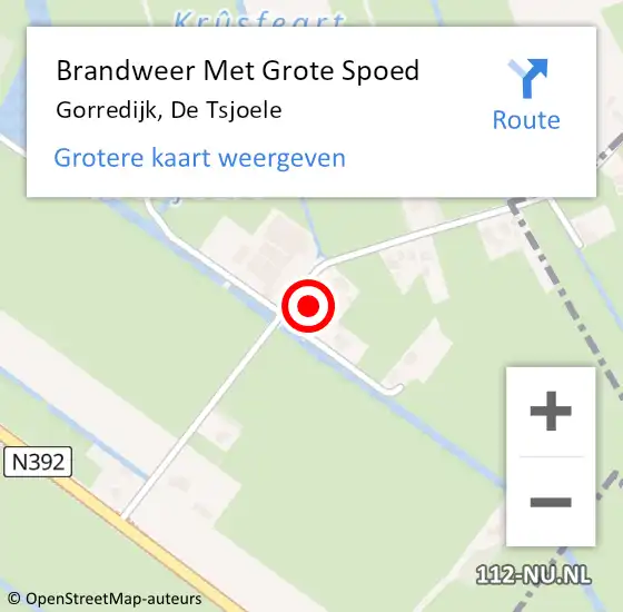Locatie op kaart van de 112 melding: Brandweer Met Grote Spoed Naar Gorredijk, De Tsjoele op 1 november 2016 20:27