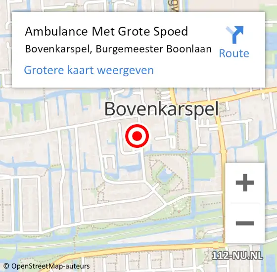 Locatie op kaart van de 112 melding: Ambulance Met Grote Spoed Naar Bovenkarspel, Burgemeester Boonlaan op 1 november 2016 20:57