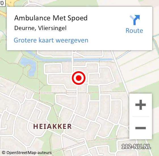 Locatie op kaart van de 112 melding: Ambulance Met Spoed Naar Deurne, Vliersingel op 1 november 2016 21:20