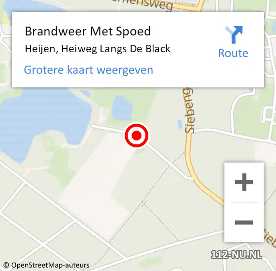 Locatie op kaart van de 112 melding: Brandweer Met Spoed Naar Heijen, Heiweg Langs De Black op 1 november 2016 21:52