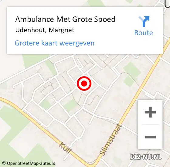 Locatie op kaart van de 112 melding: Ambulance Met Grote Spoed Naar Udenhout, Margriet op 1 november 2016 21:53