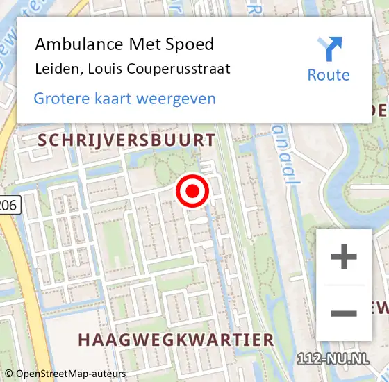 Locatie op kaart van de 112 melding: Ambulance Met Spoed Naar Leiden, Louis Couperusstraat op 1 november 2016 23:21