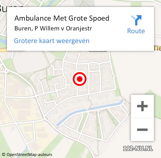 Locatie op kaart van de 112 melding: Ambulance Met Grote Spoed Naar Buren, P Willem v Oranjestr op 1 november 2016 23:33