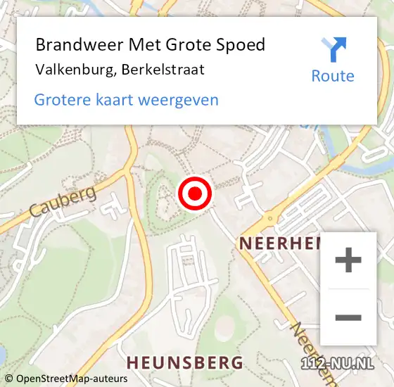 Locatie op kaart van de 112 melding: Brandweer Met Grote Spoed Naar Valkenburg, Berkelstraat op 2 november 2016 01:42