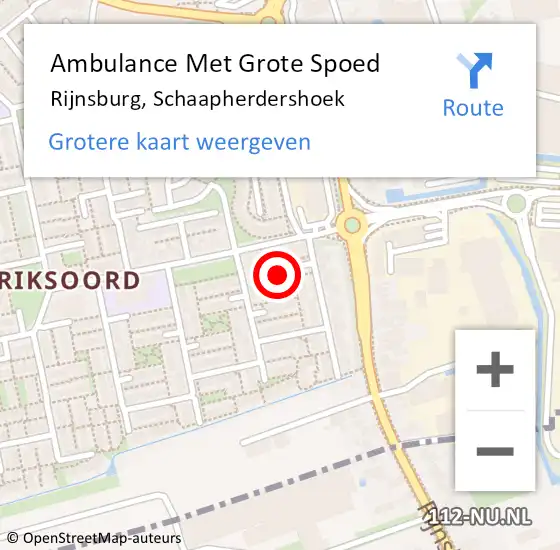 Locatie op kaart van de 112 melding: Ambulance Met Grote Spoed Naar Rijnsburg, Schaapherdershoek op 2 november 2016 04:31