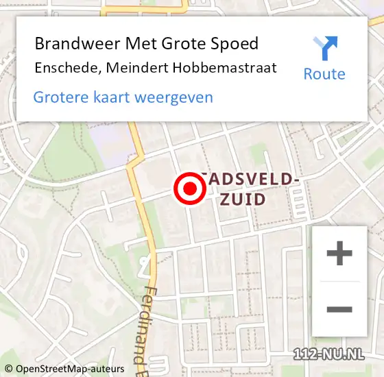 Locatie op kaart van de 112 melding: Brandweer Met Grote Spoed Naar Enschede, Meindert Hobbemastraat op 31 december 2013 20:47