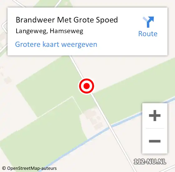 Locatie op kaart van de 112 melding: Brandweer Met Grote Spoed Naar Langeweg, Hamseweg op 2 november 2016 06:51