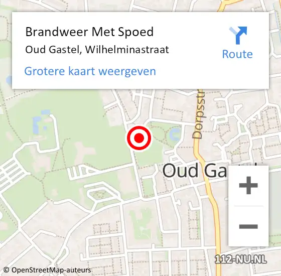 Locatie op kaart van de 112 melding: Brandweer Met Spoed Naar Oud Gastel, Wilhelminastraat op 2 november 2016 07:31