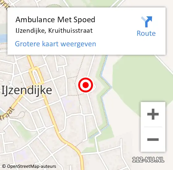 Locatie op kaart van de 112 melding: Ambulance Met Spoed Naar IJzendijke, Kruithuisstraat op 2 november 2016 07:44