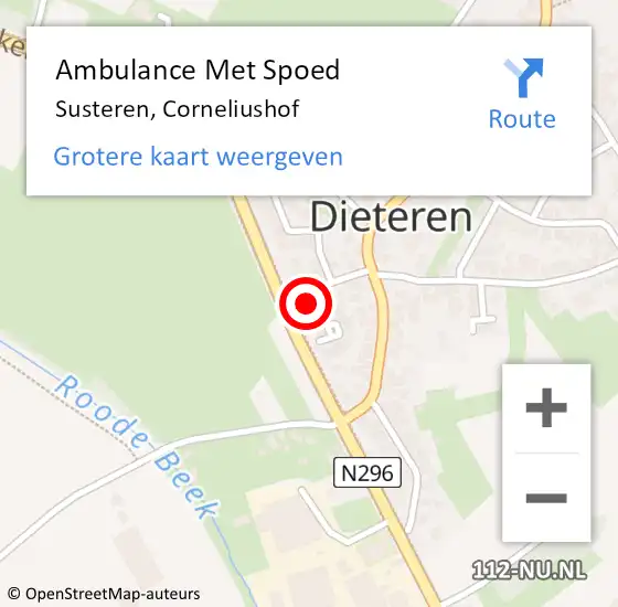 Locatie op kaart van de 112 melding: Ambulance Met Spoed Naar Susteren, Corneliushof op 2 november 2016 07:52