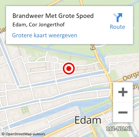 Locatie op kaart van de 112 melding: Brandweer Met Grote Spoed Naar Edam, Cor Jongerthof op 31 december 2013 20:50