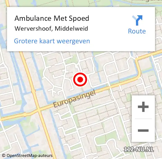 Locatie op kaart van de 112 melding: Ambulance Met Spoed Naar Wervershoof, Middelweid op 2 november 2016 08:12