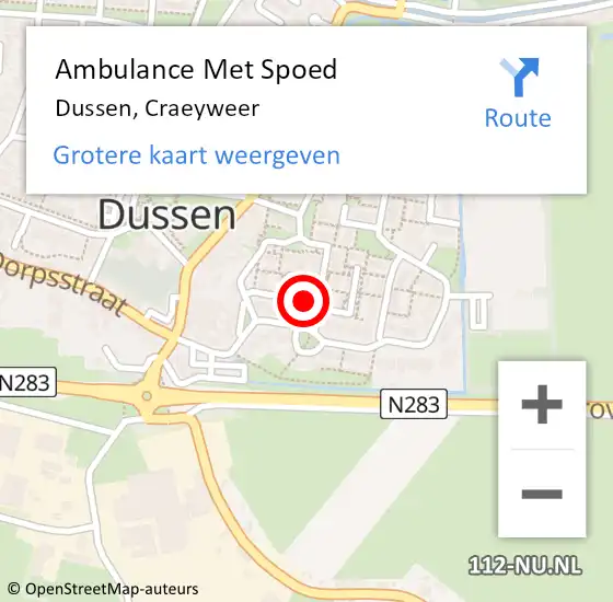 Locatie op kaart van de 112 melding: Ambulance Met Spoed Naar Dussen, Craeyweer op 2 november 2016 08:22