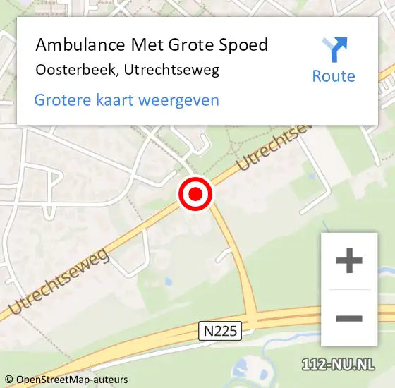 Locatie op kaart van de 112 melding: Ambulance Met Grote Spoed Naar Oosterbeek, Utrechtseweg op 2 november 2016 08:24