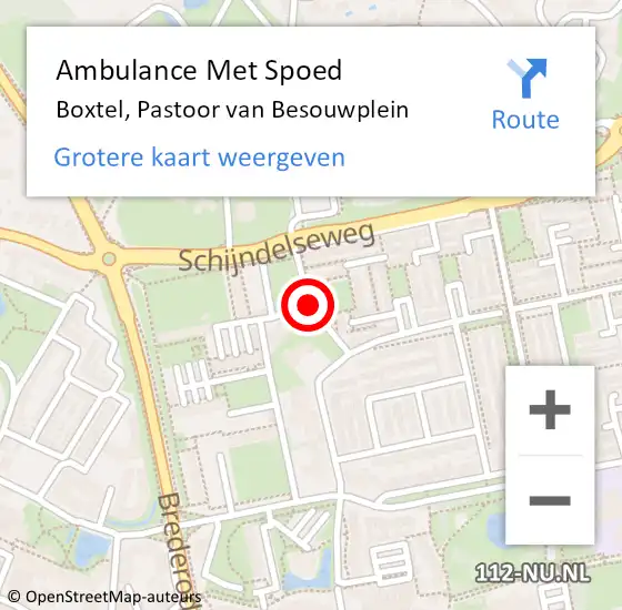 Locatie op kaart van de 112 melding: Ambulance Met Spoed Naar Boxtel, Pastoor Van Besouwplein op 2 november 2016 09:20