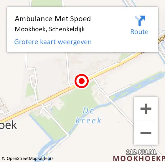 Locatie op kaart van de 112 melding: Ambulance Met Spoed Naar Mookhoek, Schenkeldijk op 2 november 2016 09:20