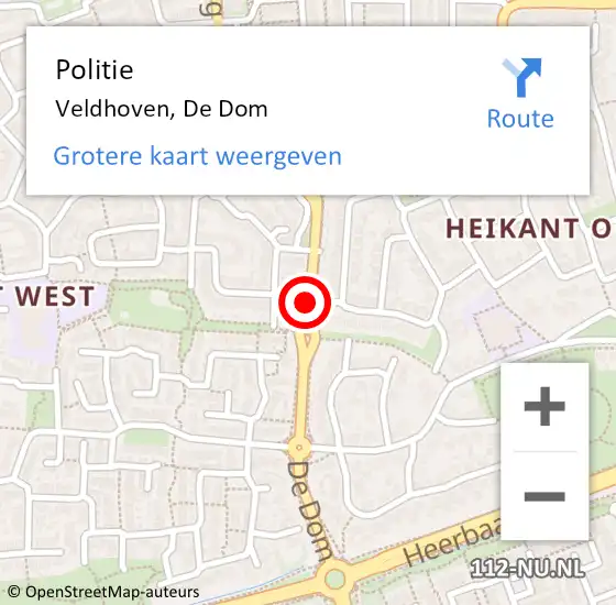 Locatie op kaart van de 112 melding: Politie Veldhoven, De Dom op 2 november 2016 09:24