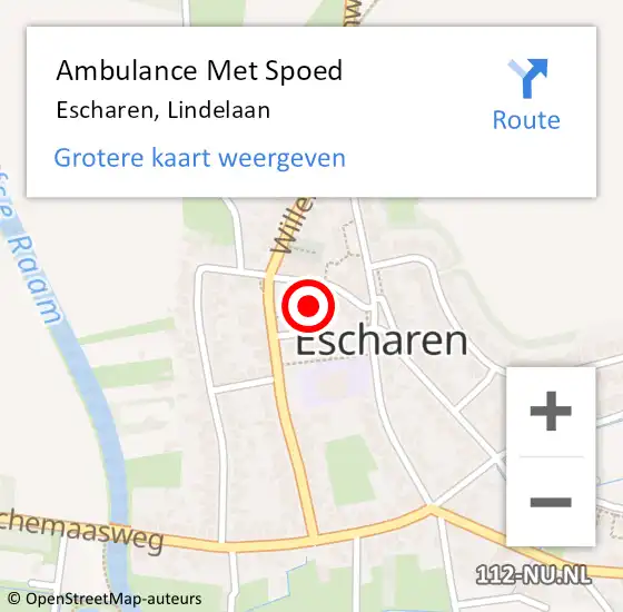 Locatie op kaart van de 112 melding: Ambulance Met Spoed Naar Escharen, Lindelaan op 2 november 2016 09:33