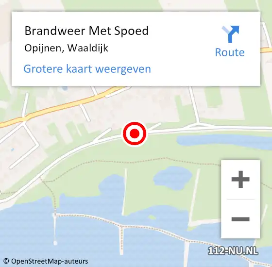 Locatie op kaart van de 112 melding: Brandweer Met Spoed Naar Opijnen, Waaldijk op 31 december 2013 20:56