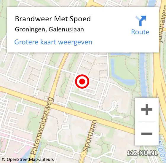 Locatie op kaart van de 112 melding: Brandweer Met Spoed Naar Groningen, Galenuslaan op 2 november 2016 10:11