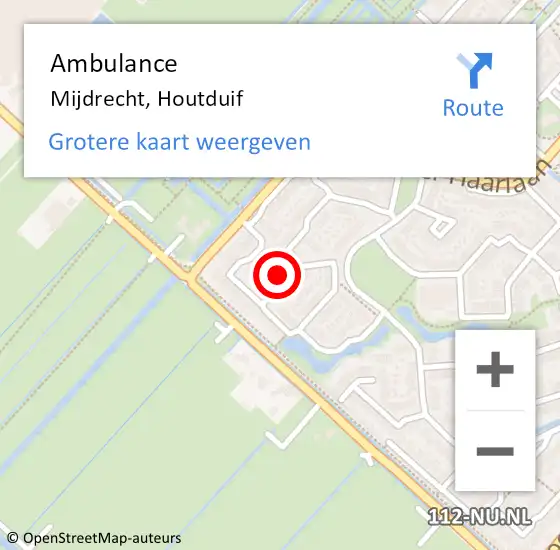 Locatie op kaart van de 112 melding: Ambulance Mijdrecht, Houtduif op 2 november 2016 10:12