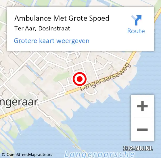 Locatie op kaart van de 112 melding: Ambulance Met Grote Spoed Naar Ter Aar, Dosinstraat op 2 november 2016 11:20