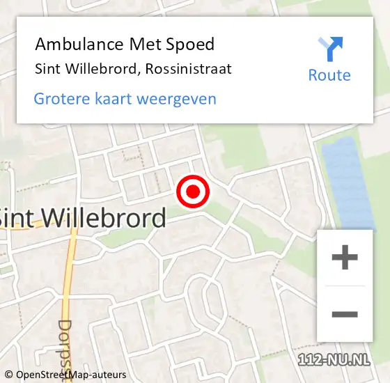 Locatie op kaart van de 112 melding: Ambulance Met Spoed Naar Sint Willebrord, Rossinistraat op 2 november 2016 11:39