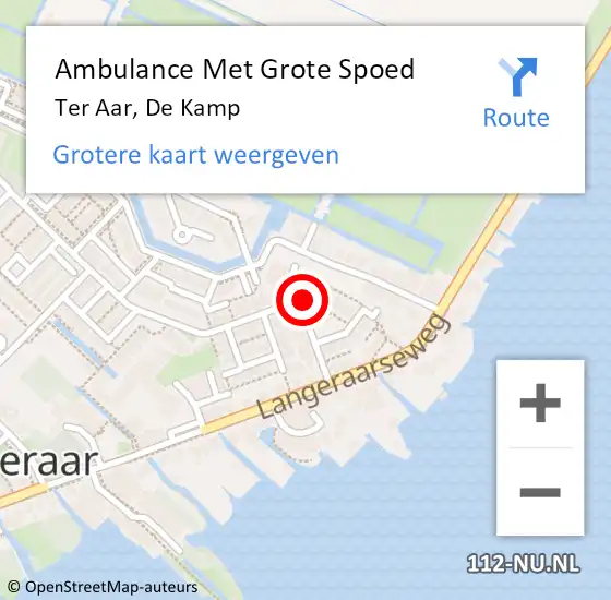 Locatie op kaart van de 112 melding: Ambulance Met Grote Spoed Naar Ter Aar, De Kamp op 2 november 2016 12:42