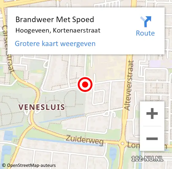 Locatie op kaart van de 112 melding: Brandweer Met Spoed Naar Hoogeveen, Kortenaerstraat op 31 december 2013 21:06