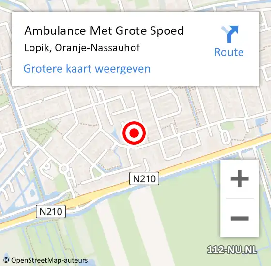 Locatie op kaart van de 112 melding: Ambulance Met Grote Spoed Naar Lopik, Oranje-Nassauhof op 2 november 2016 13:26