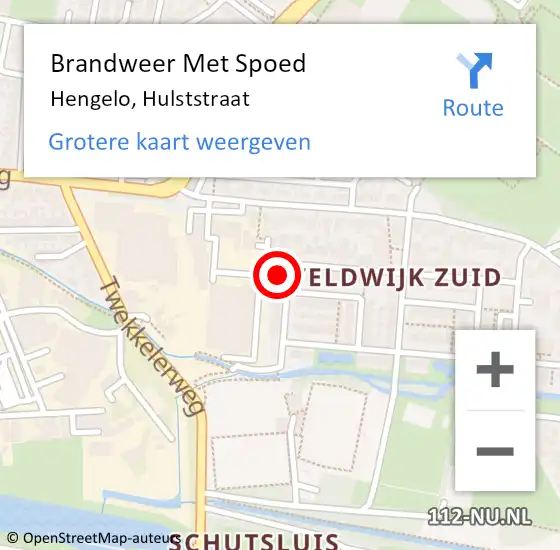 Locatie op kaart van de 112 melding: Brandweer Met Spoed Naar Hengelo, Hulststraat op 2 november 2016 13:30