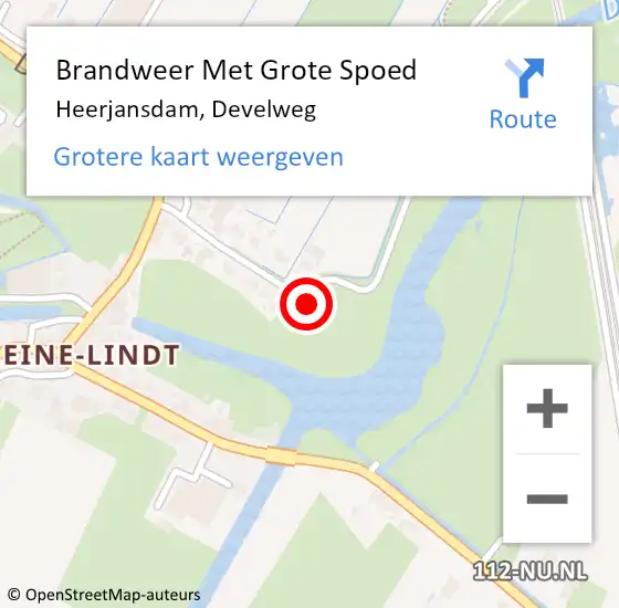 Locatie op kaart van de 112 melding: Brandweer Met Grote Spoed Naar Heerjansdam, Develweg op 2 november 2016 14:12