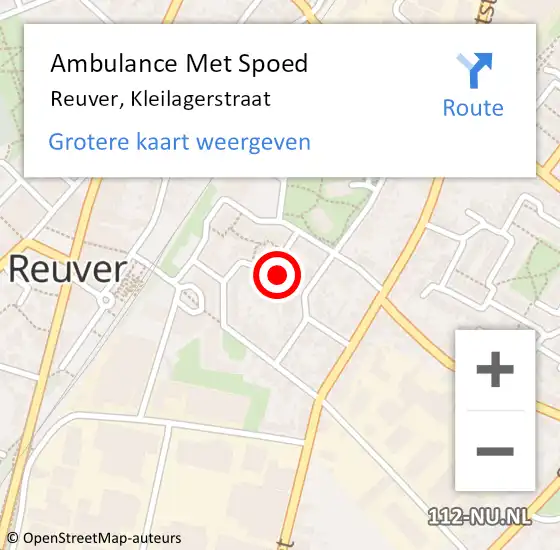 Locatie op kaart van de 112 melding: Ambulance Met Spoed Naar Reuver, Kleilagerstraat op 31 december 2013 21:15