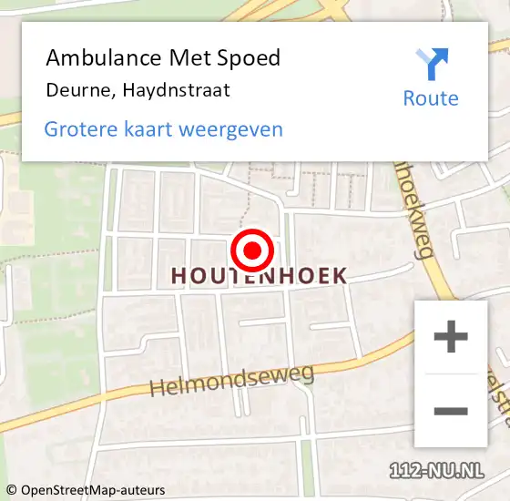 Locatie op kaart van de 112 melding: Ambulance Met Spoed Naar Deurne, Haydnstraat op 2 november 2016 15:07