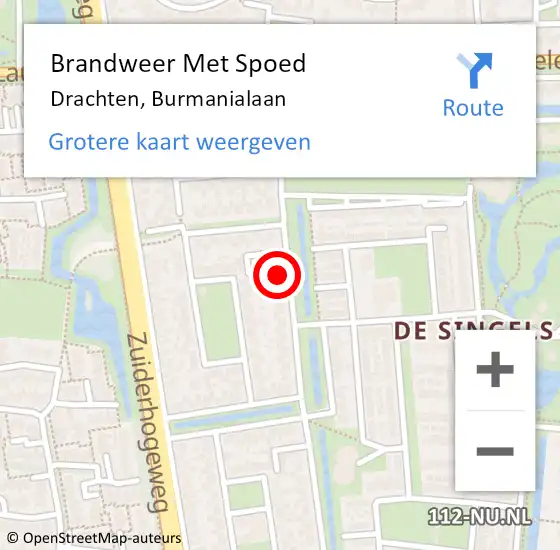 Locatie op kaart van de 112 melding: Brandweer Met Spoed Naar Drachten, Burmanialaan op 31 december 2013 21:18